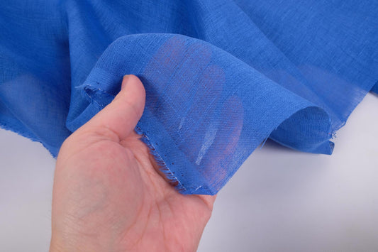 Sheer GAUZE linen fabric -  royal  blue- 385SH
