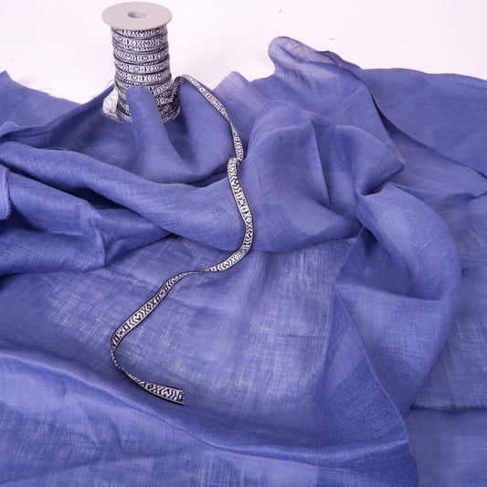 Sheer GAUZE linen fabric -  mist blue- 386SH