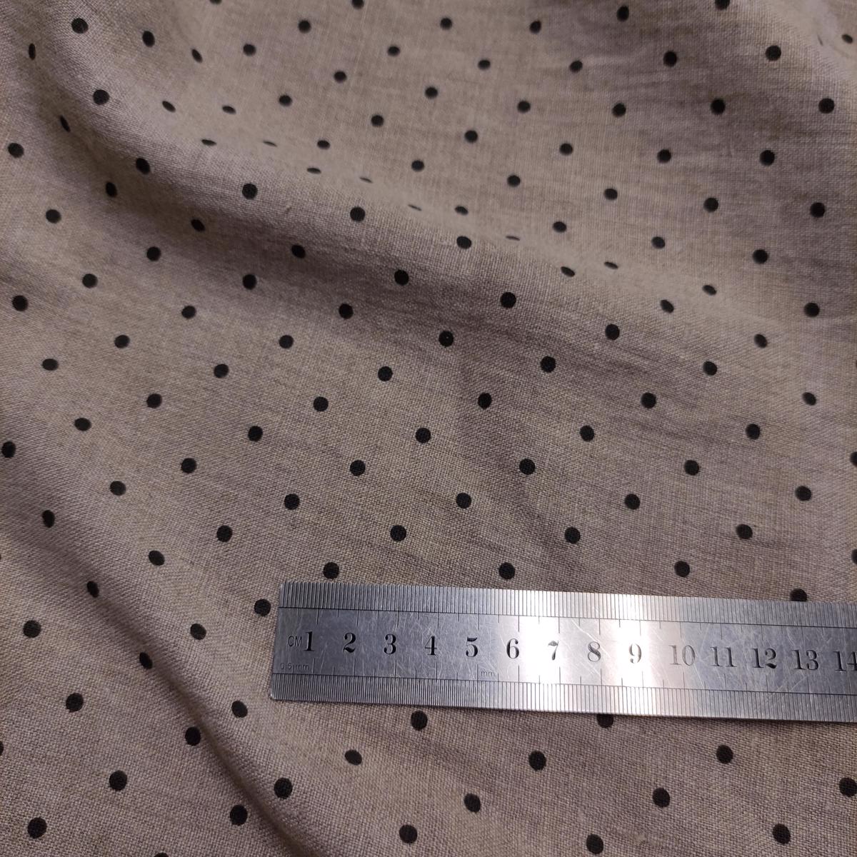 Black Polka dot print on natural - 988P