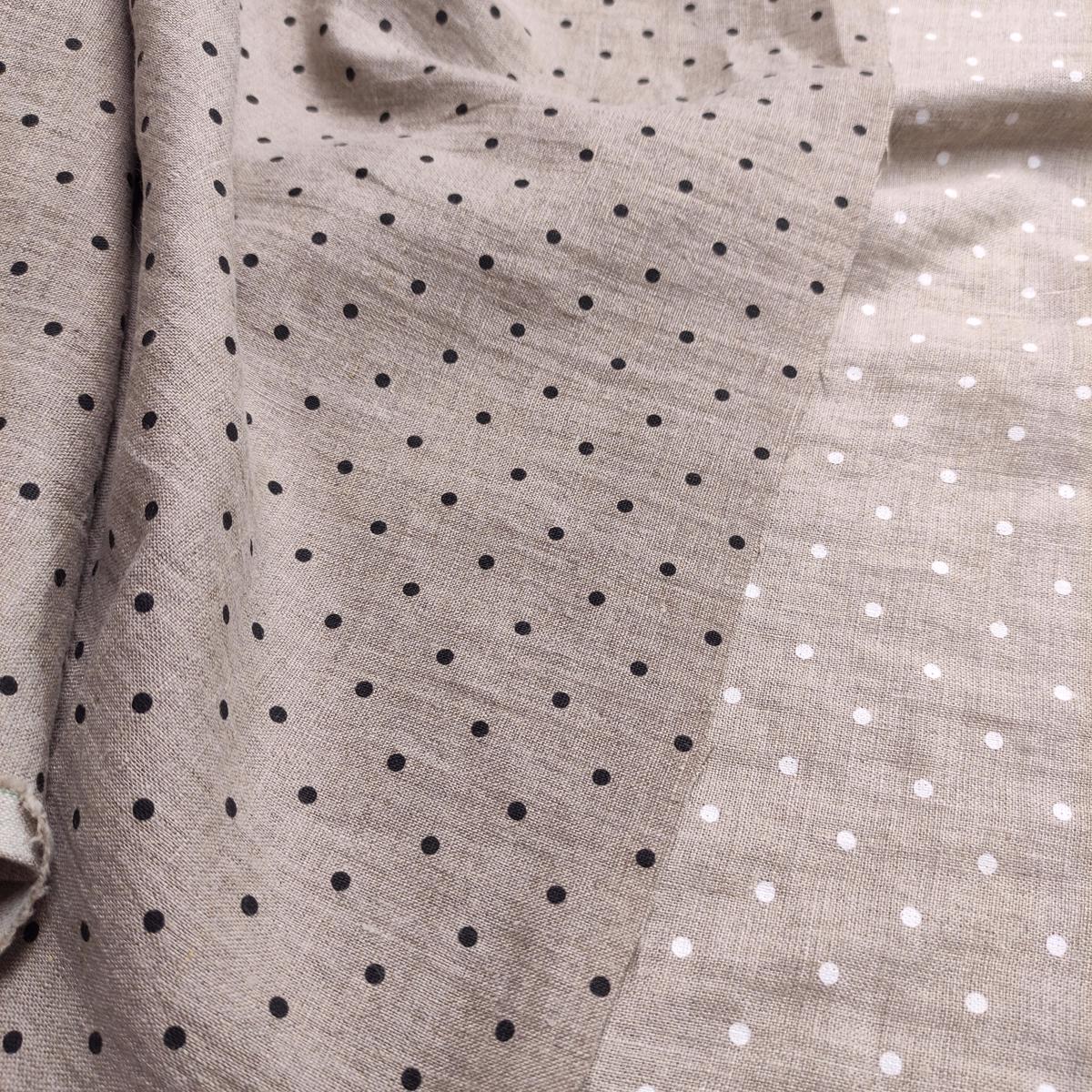 Black Polka dot print on natural - 988P