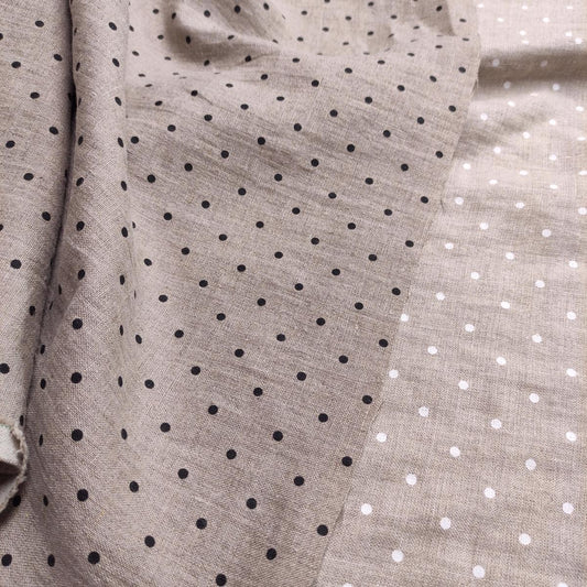 Black Polka dot print on natural - 988P