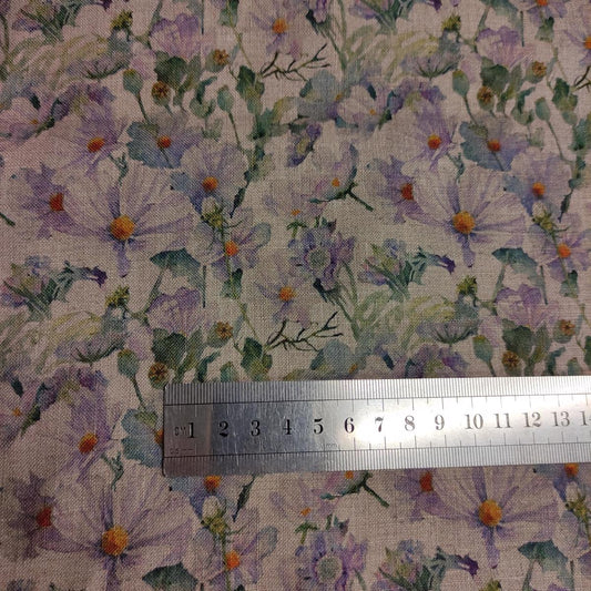 Violet flower print on white - 053P