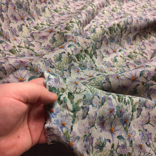 Violet flower print on white - 053P