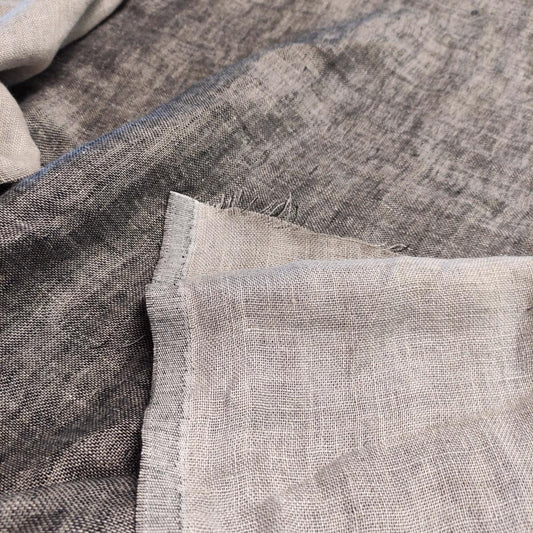 Black natur - double sided linen fabric - 047Z