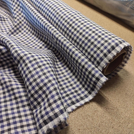 Classic blue black- linen fabric - 250P