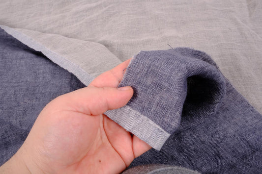 Grey natur - double sided linen fabric - 396D
