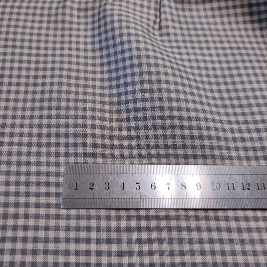 Pepita - pin - check in grey and natur -  linen fabric - 397M