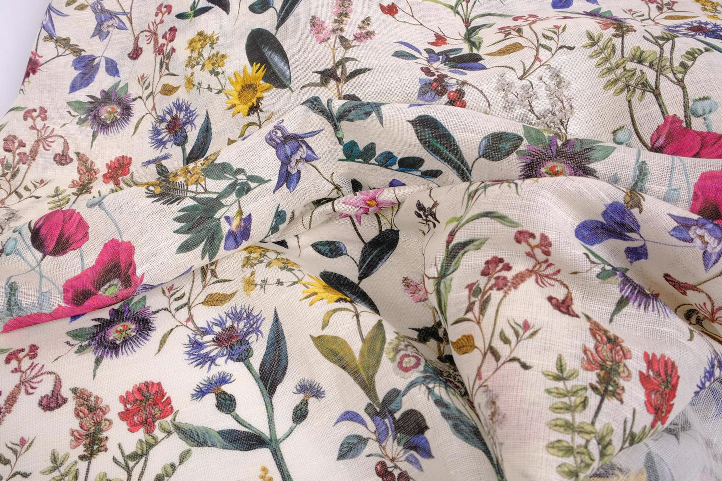 Sheer GAUZE linen fabric -  print floral - 391SH