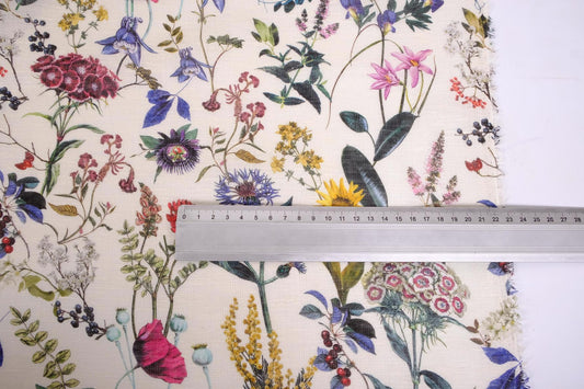 Sheer GAUZE linen fabric -  print floral - 391SH