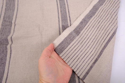 Vintage Belgian pattern - grey with various stripes - Linen fabric 787H