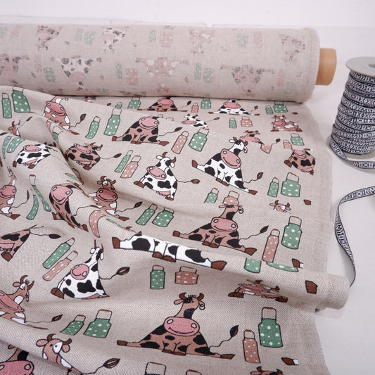 Print Cow -  Linen cotton blended fabric - 887P