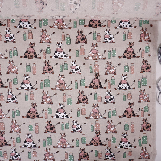Print Cow -  Linen cotton blended fabric - 887P