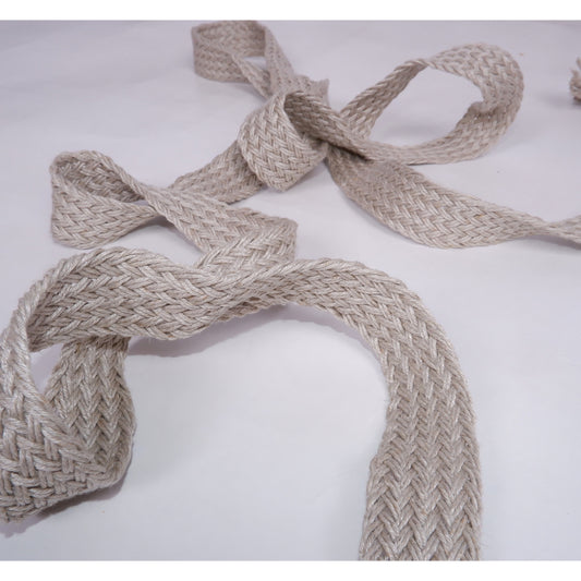 Braided flat linen rope - natur 30mm - 1940G