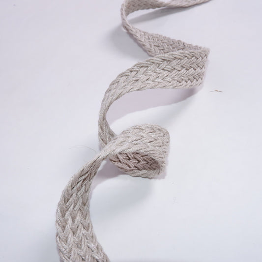 Braided flat linen rope - natur 20mm - 1930G