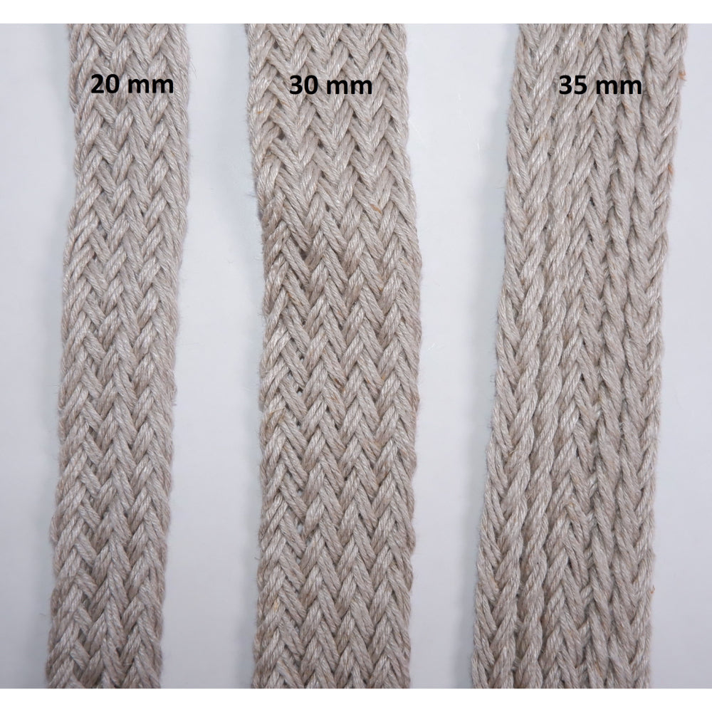 Braided flat linen rope - natur 20mm - 1930G