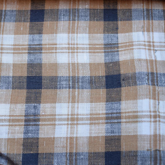 Cowboy check brown - linen fabric - 220L