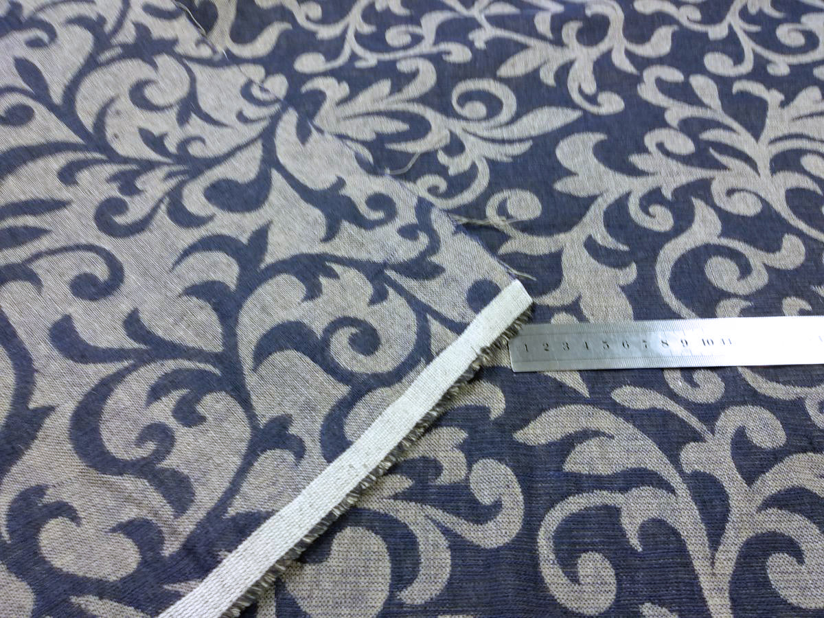 Double sided - floral dark blue - linen fabric - 287H