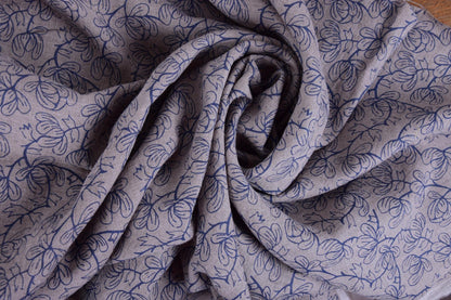 Flax flower print on natural - 989P