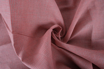 Classic orange grey check - linen fabric - 415M