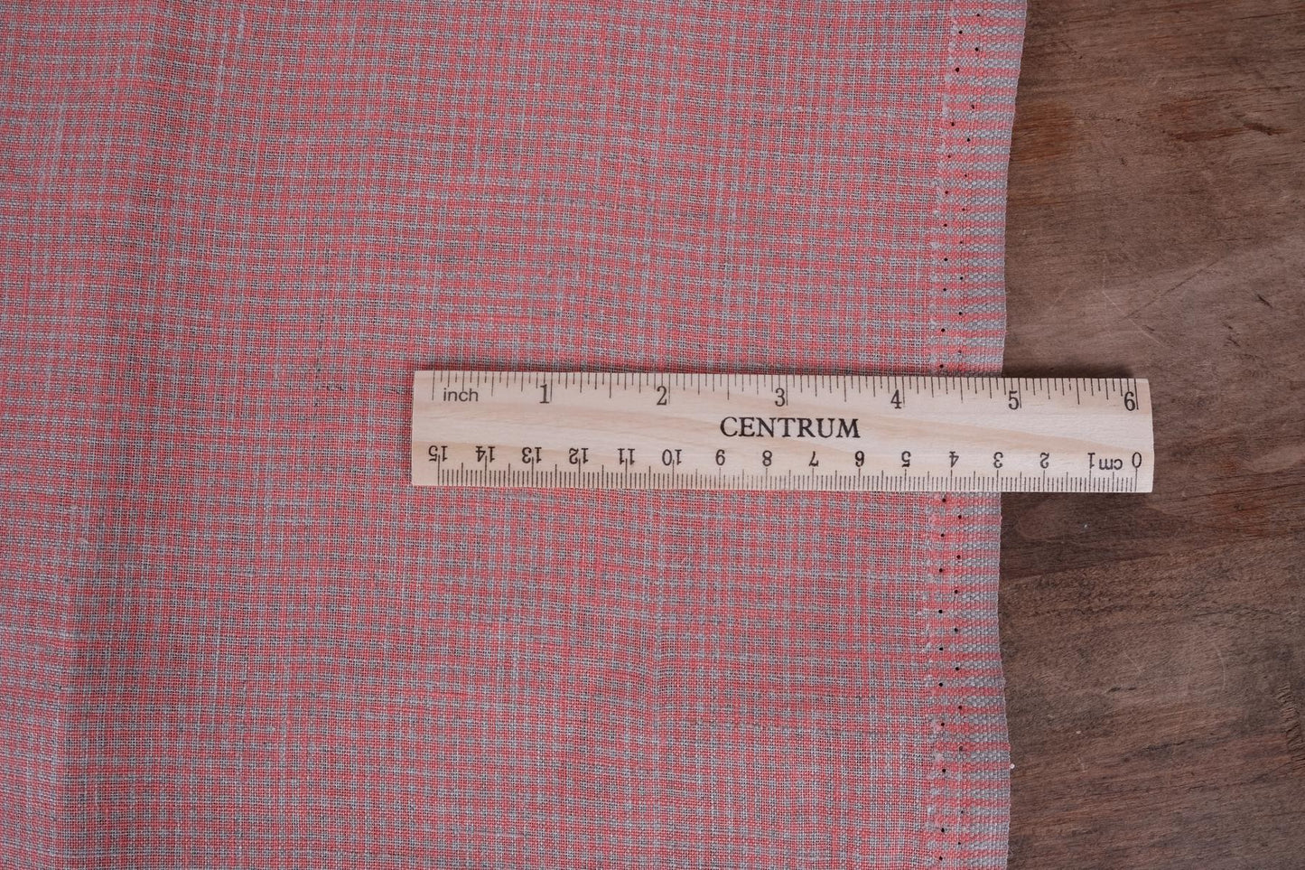 Classic orange grey check - linen fabric - 415M