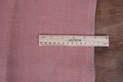 Classic orange grey check - linen fabric - 415M