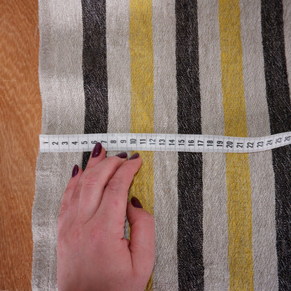 Yellow black natur - sack weave - linen fabric - French stripes - 439A