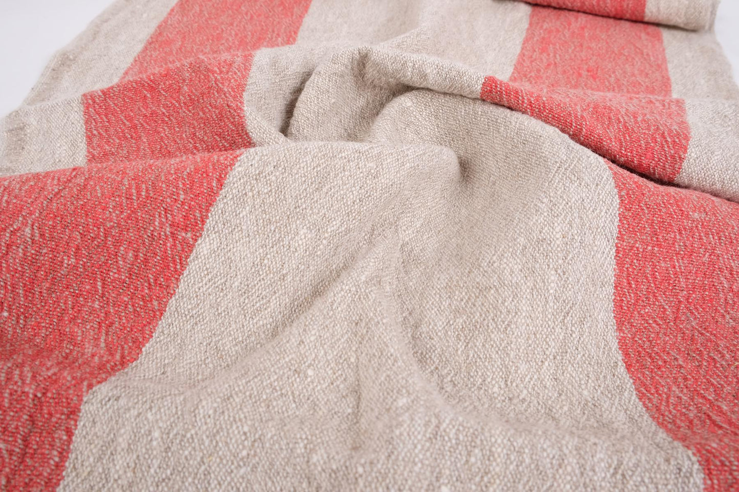 Red natur  - sack weave - linen fabric - Tuscany - 033A