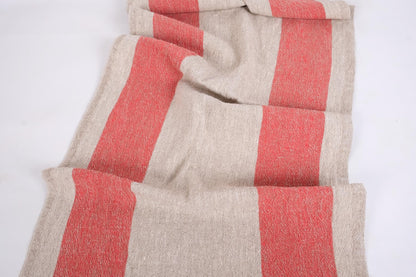 Red natur  - sack weave - linen fabric - Tuscany - 033A