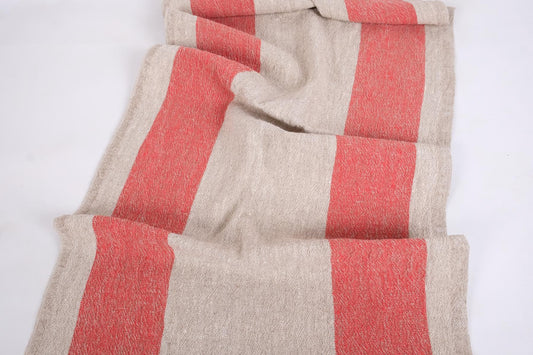 Red natur  - sack weave - linen fabric - Tuscany - 033A