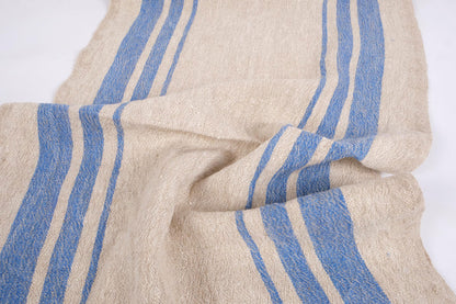 Blue natur - sack weave - linen fabric - Grainsack - 035A