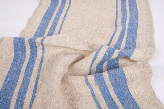 Blue natur - sack weave - linen fabric - Grainsack - 035A
