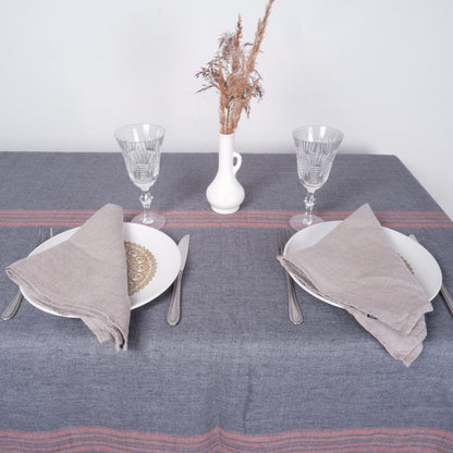 Grey with red stripes - tablecloth