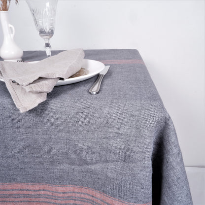 Grey with red stripes - tablecloth