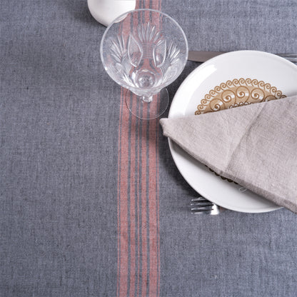 Grey with red stripes - tablecloth