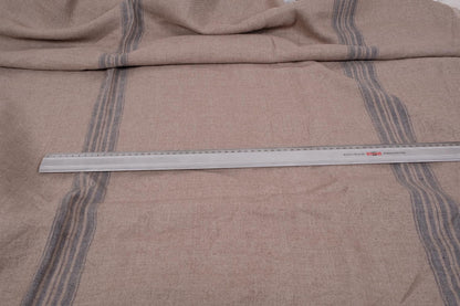 French linen fabric - brown with stripes -  061H