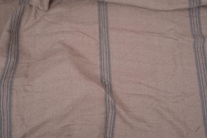 French linen fabric - brown with stripes -  061H