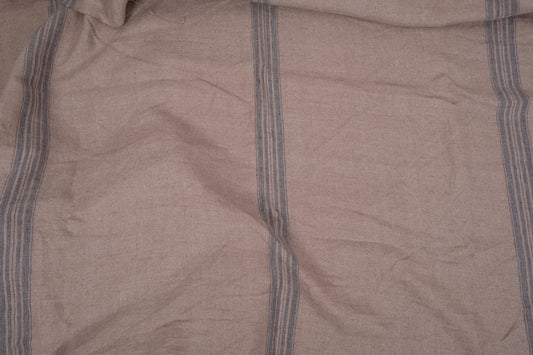 French linen fabric - brown with stripes -  061H