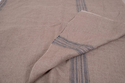 French linen fabric - brown with stripes -  061H