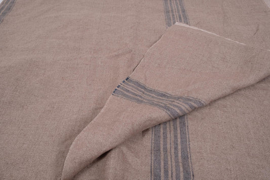 French linen fabric - brown with stripes -  061H