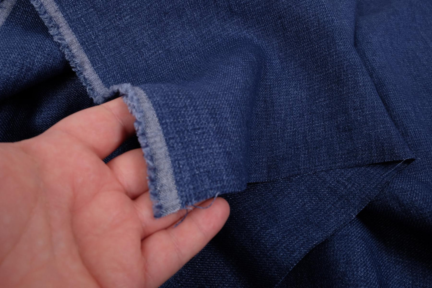 Wool Linen blend fabric - blue - 960V