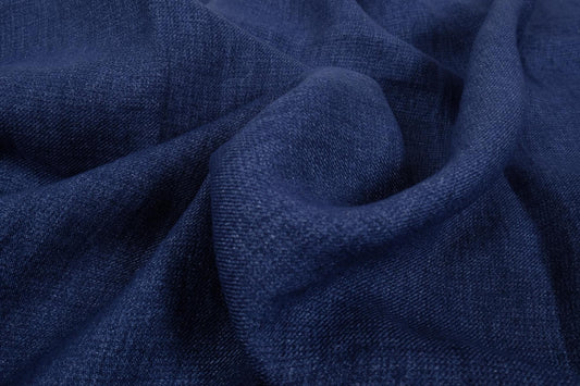 Wool Linen blend fabric - blue - 960V