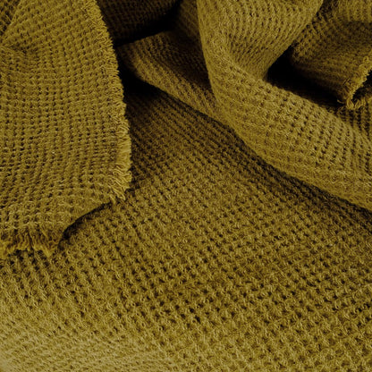 Green moose - waffle - linen blanket