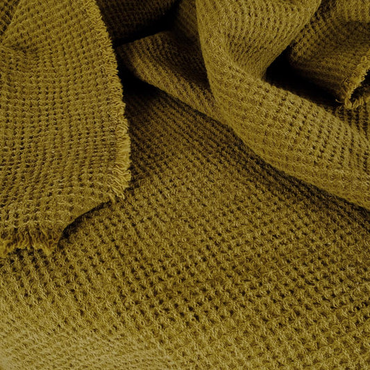 Green moose - waffle - linen blanket