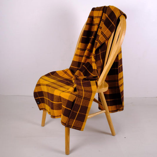 Yellow brown  - linen blanket / beadspread