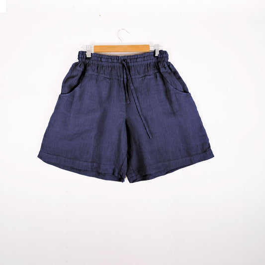 Blue navy -  linen shorts