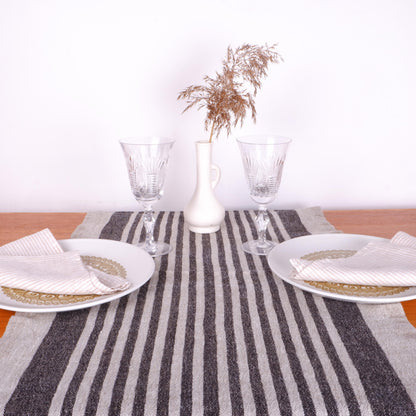 Black  - table runner - Provence -  washed