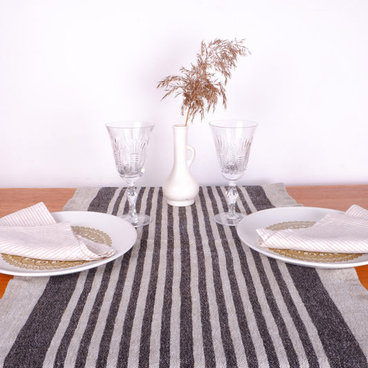 Black  - table runner - Provence -  washed
