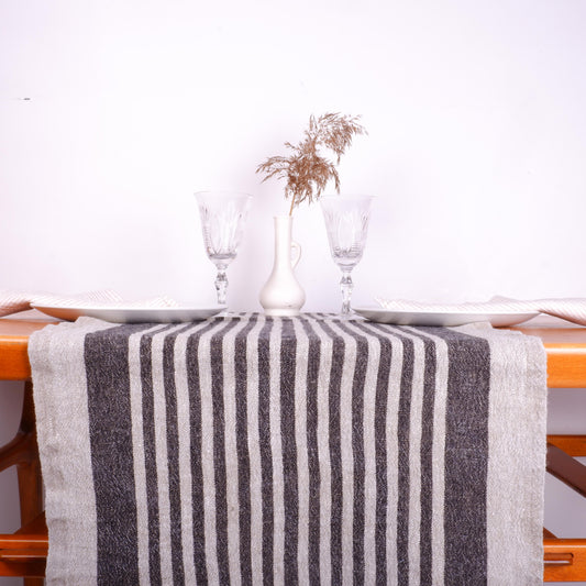 Black  - table runner - Provence -  washed