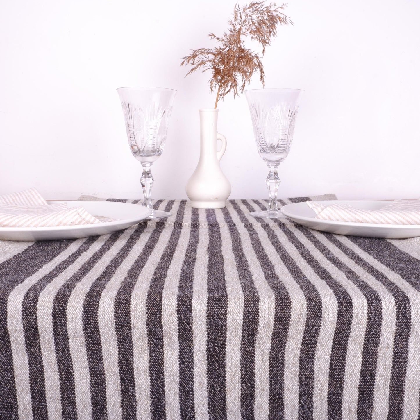 Black  - table runner - Provence -  washed