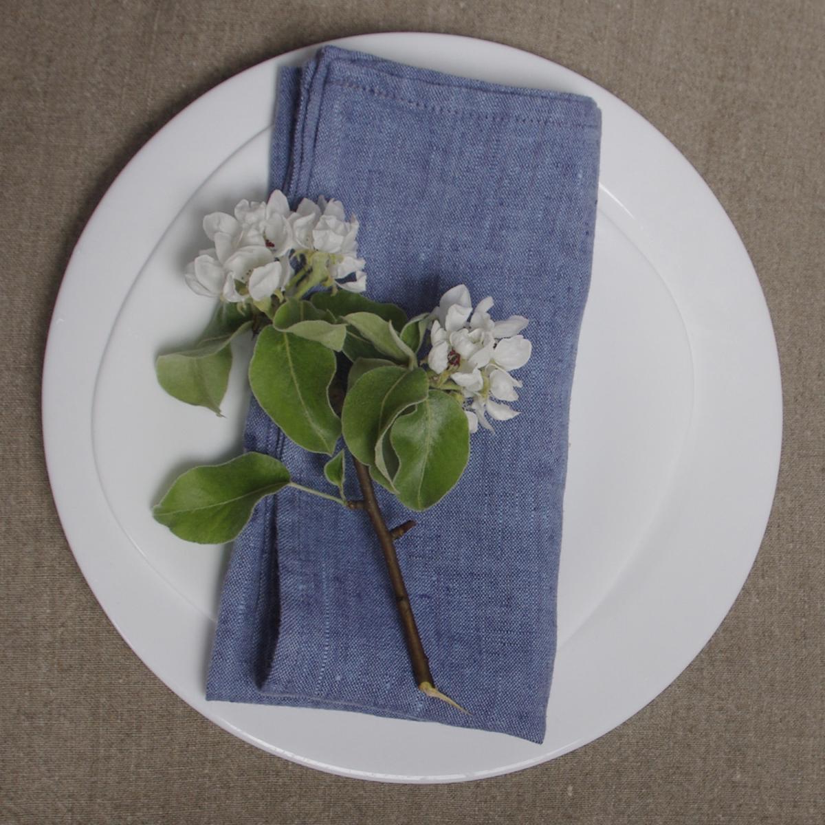 Blue - napkin -  washed